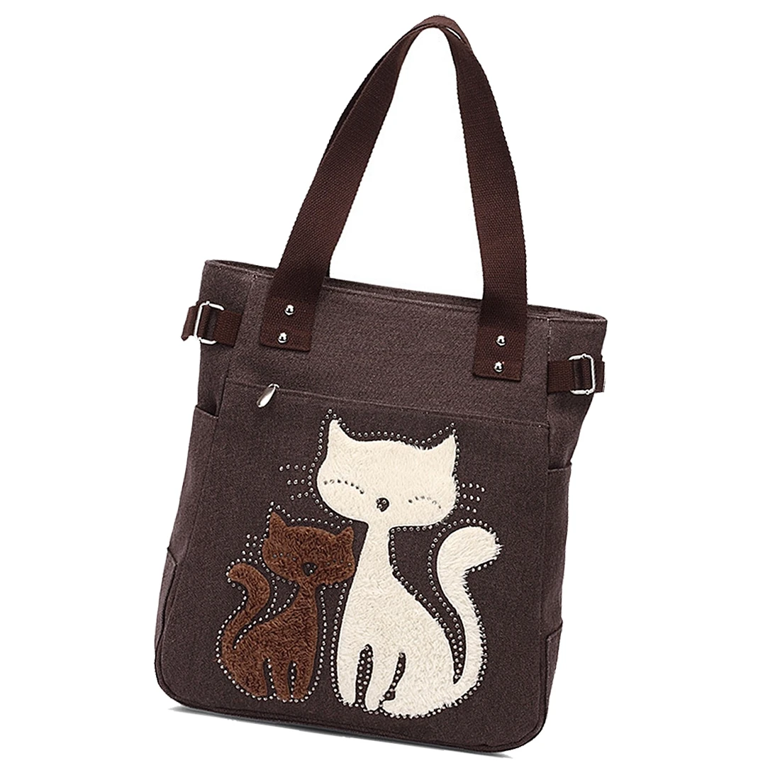 Женская сумка-мессенджер, Холщовая Сумка с милым котом, маленькая сумка через плечо для покупок