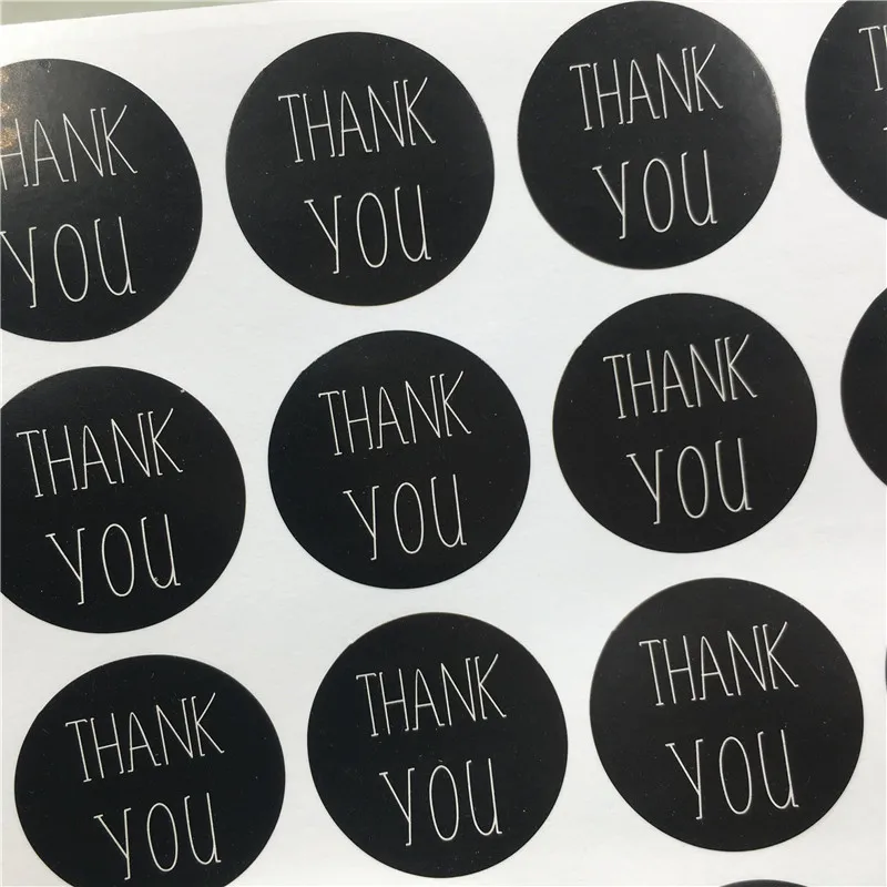 

300PCS/Lot DIY Black Paper Thank You Sticker Labels 3cm Diameter Self-adhesive Labels Handmade For Box Gift Cards Decoration