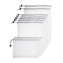 Reusable Mesh Produce Bags Double-Stitched Eco Bags Snack Bags Washable Mesh Storage Bag For Fruit Vegetables With Tare Weight