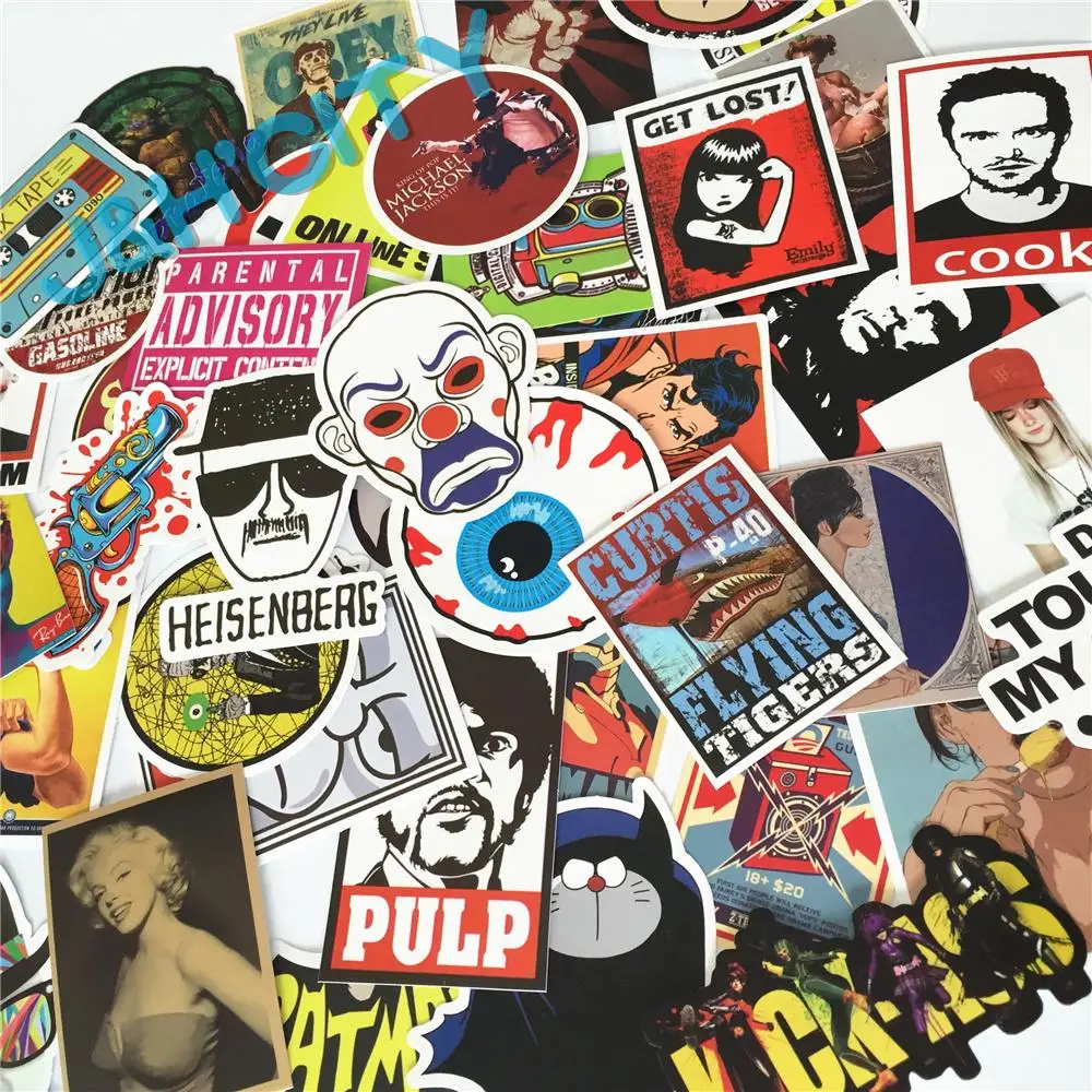 50 pcs mixed single sticker waterproof home decor Doodle laptop motorcycle bike travel case decal Car accessories car sticker