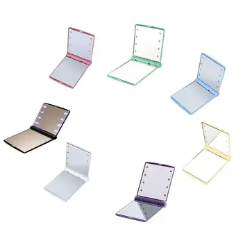 

11x8.5CM 8 LED Lights Lamps Women Girls Portable Folding Rectangle Makeup Mirror Compact Pocket Size Travel Cosmetic Tool