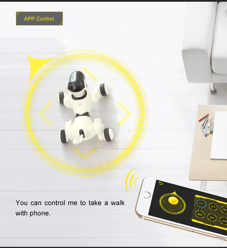 Presente de Aniversário Helicmax Robô Inteligente Eletrônico Pet Aplicativo Móvel Manipulação Bluetooth Conectar Multi-função ai Cão 12 HeLICMax AI Robô inteligente Cão Eletrônico Pet