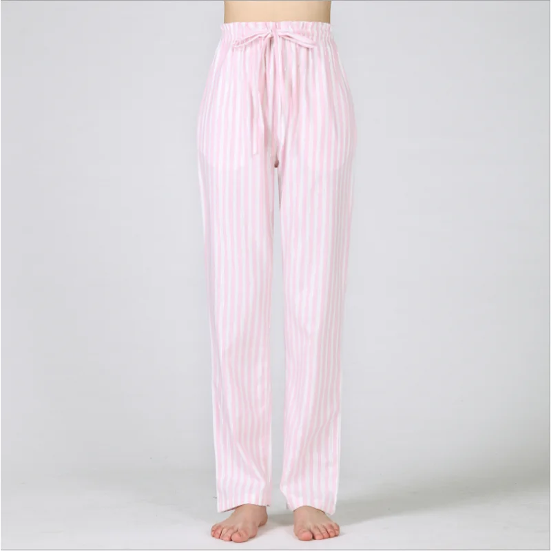 

2019 Summer Plus size Homewear Women Casual Striped sleepwear bottom Ladies long length nighty Pants Female 100% Cotton Trousers