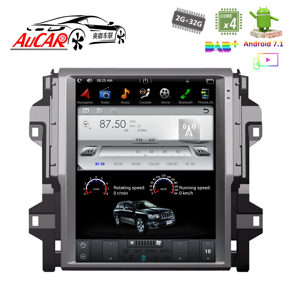 

Android 7.1 Tesla Style 12.1" GPS Navigation system for Toyota Fortuner 2016 - 2018 Bluetooth GPS Radio WIFI 4G Vertical Stereo