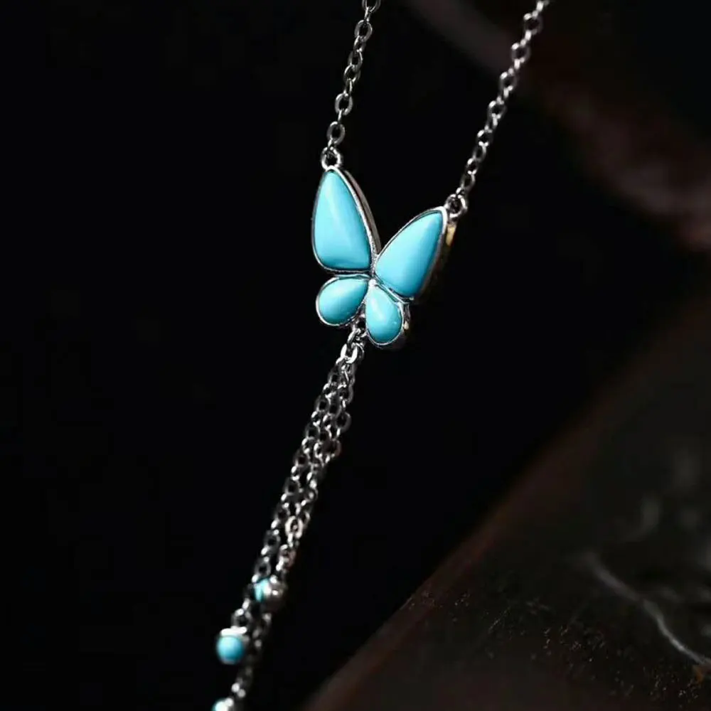 

RADHORSE Pendant 925 Sterling Silver Fine Jewelry Turquoise Butterfly Modeling S925 Silver Pendants contain necklace