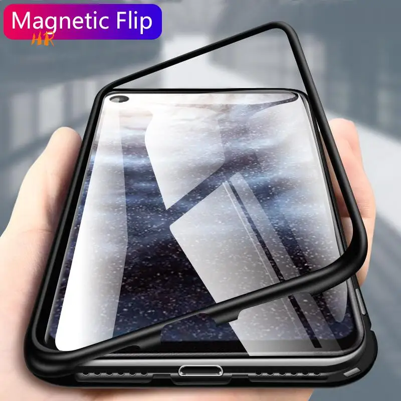 

Magnetic Flip Case For Samsung Galaxy A8s A9 Pro 2019 Case Clear Glass Metal Back Cover Coque For Samsung Galaxy galaxy C7 C9 S9
