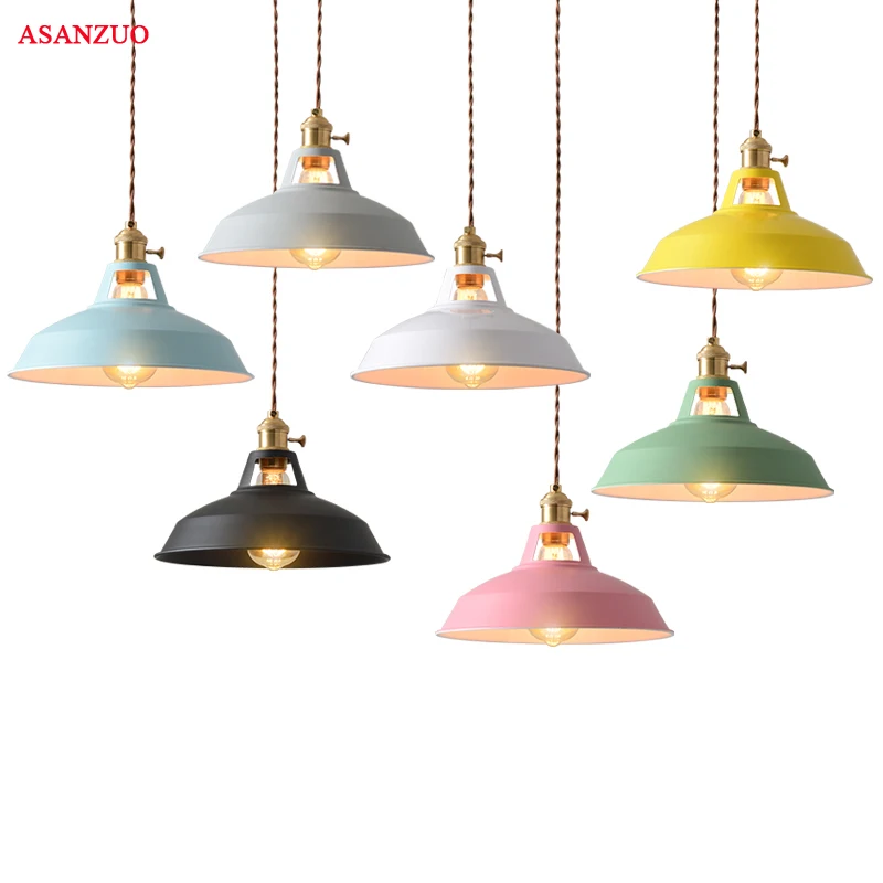 Разноцветный светодиодный подвесной светильник современная столовая лампа для ресторана переключатель подвесные лампы витая проволока домашнее декоративное освещение E27