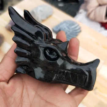 

TOP 80-100mmNatural quartz crystal obsidian pinhan carved tap bone point healing home decoration accessories