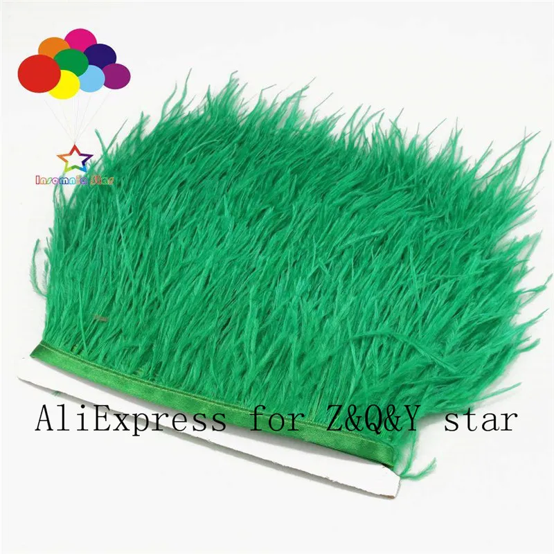 

Z&Q&Y natural beautiful ostrich hair dyed grass green fabric edge DIY clothing show cloth crafts jewelry decoration accessories