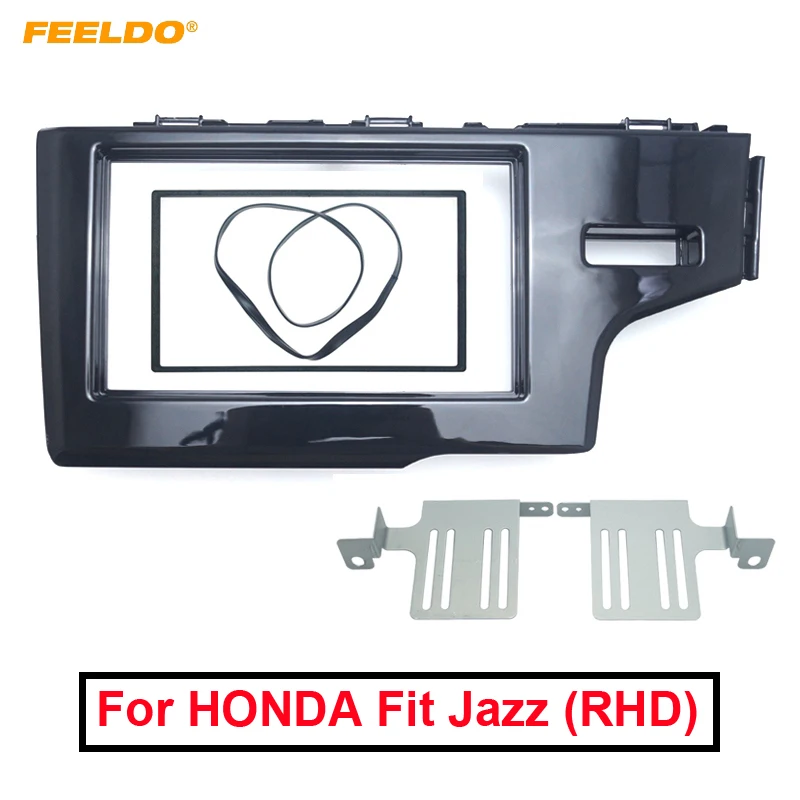 

FEELDO Car 2Din Stereo Radio Dash Panel Fascia Frame For HONDA Fit Jazz (RHD) 2013+ DVD/CD Frame Installation Trim Kit #FD4945