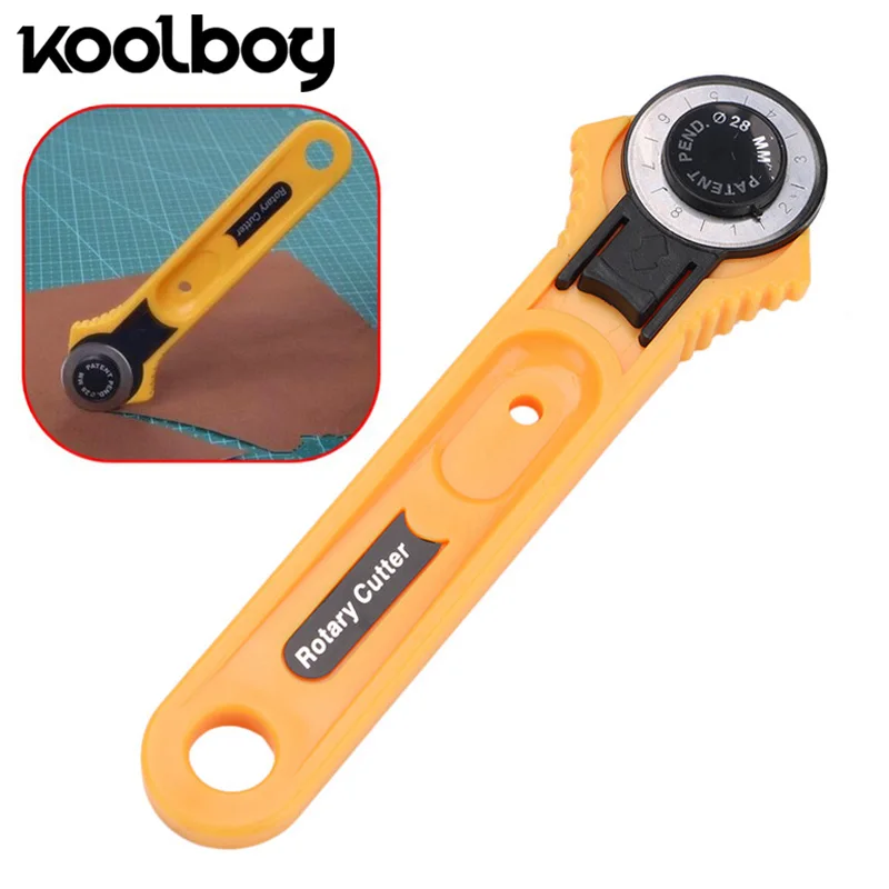 

28mm Rotary Cutter knife Rotary Blade Cutter Patchwork Fabric Leather Craft Tools safety handle with blade cover Circular Cutter