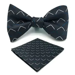 E17 темно-серый геометрический шелк мужской галстук-бабочка платье классический регулируемые самостоятельно галстук-бабочка карман