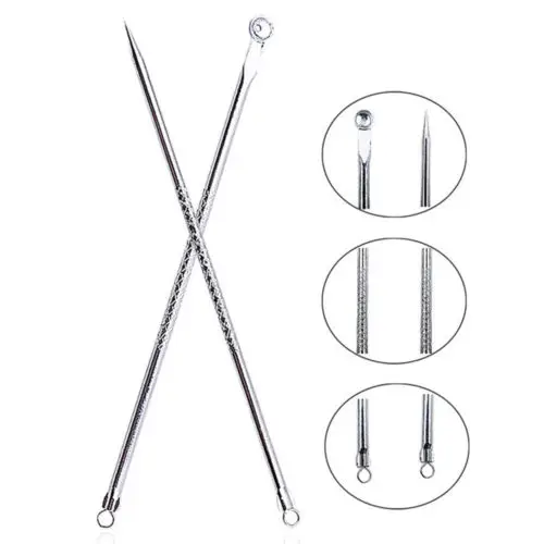 

2pcs Stainless Steel Blemish White Headband Blackhead Come Done Acne Extractor Remover Tool Needles Pimple Kit Makeup Tools