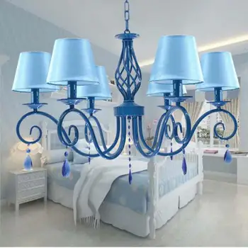

Home & garden blue crystal pendant Chandelier cloth shade Kid's Dressing room lighting Dining Room Bedroom chandeliers lamparas