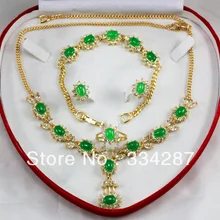 Новинка! 6x8 мм бисера темно-зеленый нефрит Цепочки и ожерелья браслет, серьги ювелирный набор+ коробка