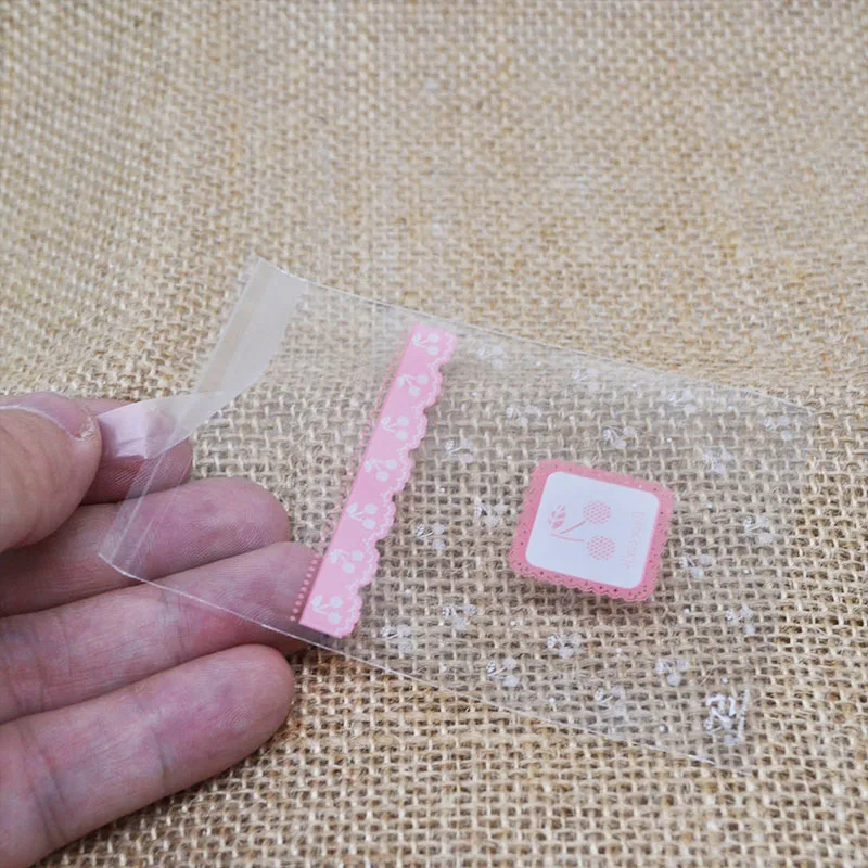 

50/100 pcs/lot Cherry Clear Baking Candy Cookie Gift Bag Self-adhesive Plastic Cellophane For Wedding Birthday Party Favors 8z