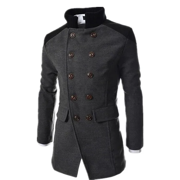 Горячая распродажа мужская верхняя одежда плащ куртка мужская двубортное пальто мужские пальто с высоким воротником
