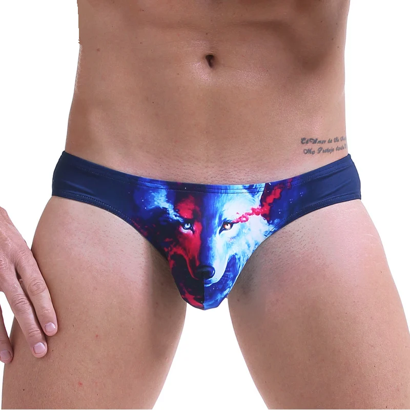 

Men's Underwear Floral Wolf Print Sexy Briefs Breathable Milk Silk Underpants Invisible Low Waist Underwear Men Briefs Lingerie