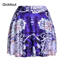 Новое поступление, модная сексуальная винтажная Женская юбка, фиолетовая лоза с цифровым принтом, элегантная эластичная юбка с высокой талией, расклешённая и в складку, мини-юбки