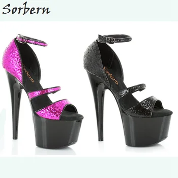 

Sorbern Shiny Sandals Ankle Strap Open Toe Kitten High Heels Designer Brand Luxury Women Shoes Summer Size 10 Platform Sandals