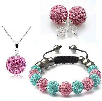 

Factory price ! hotsale CZ Disco Ball Beads Crystal Set Bracelet Earring fashion women Gift jewelry New Style.