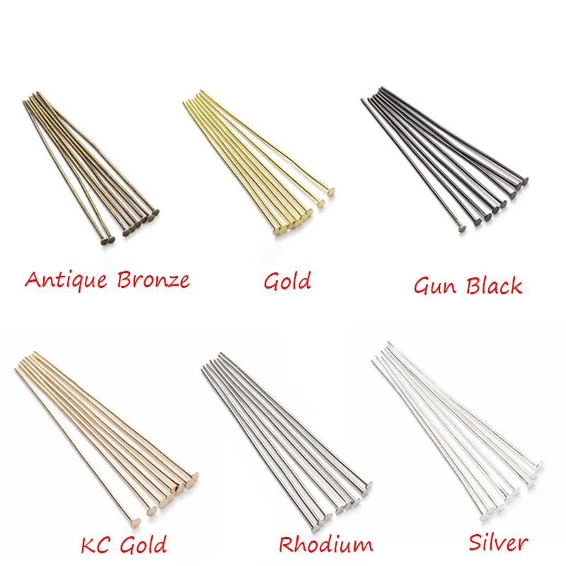 

200pcs 20mm 30mm 40mm Flat Head Pins Gold/Silver/Rhodium/Copper/Bronze Needles For Diy Jewelry Making Beading Work Accessories