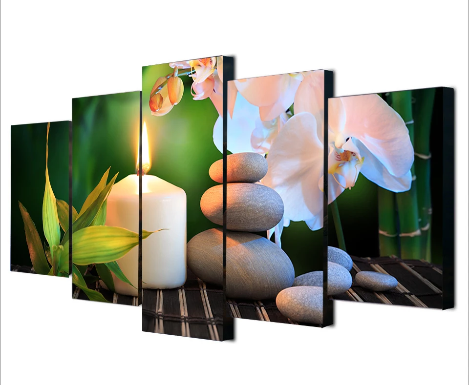HD Impreso 5 Unidades Lienzo Arte Rosa orquídea Spa Zen pintura de