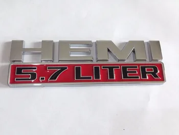 

100PCS/LOT ABS chrome red +black HEMI 5.7LITER EMBLEM BADGE