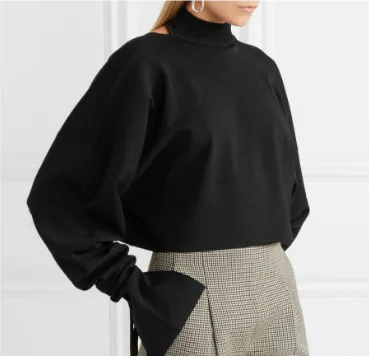 2019 New Spring Turtleneck V - Neck High Neck Front Back Wear Loose Drawstring High Waist Long Sleeve Thickened Knitted Sweater 2019 New Spring Turtleneck V - Neck High Neck Front Back Wear Loose Drawstring High Waist Long Sleeve Thickened Knitted Sweater