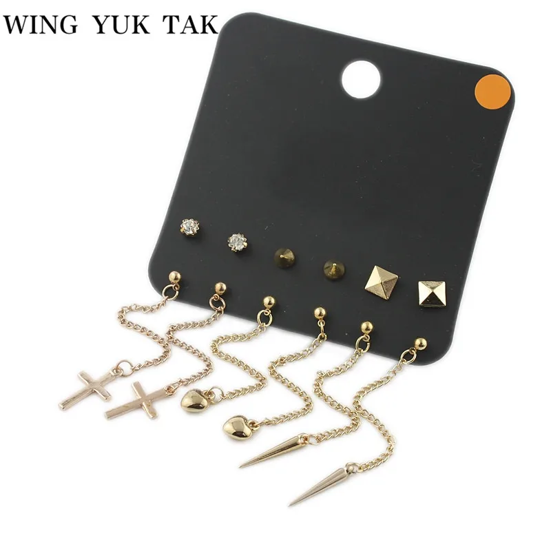 Wing yuk tak уникальный дизайн 6 пар комплектов модные панк ювелирные изделия Ретро
