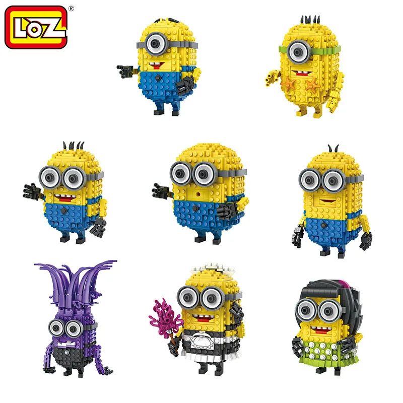 

LOZ Small Plastic Bricks Minion Micro Blocks Cartoon DIY Building Toys Pegman Auction Figures Toy Kids Gifts 1201-1208