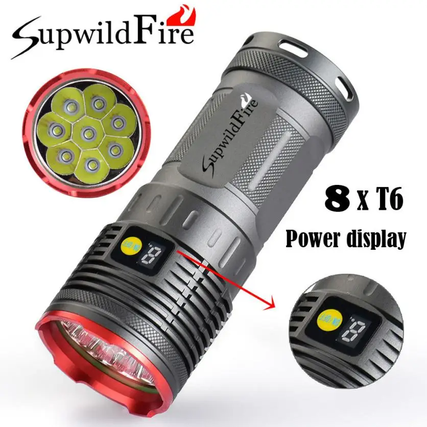 

2017 NEW FREE SHIPPING Supwildfire 25000LM 9 x XM-L T6 LED Power & Mode Digital Display Flashlight N3