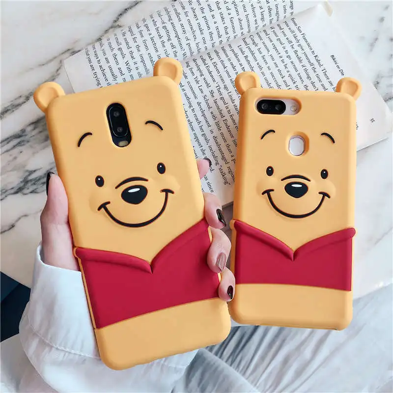 

Fashion 3D cartoon bear Winnie Pooh soft silicone Case For OPPO F5 F3 A3 A39 A57 A73 A77 A75 A79 R9S R11 R11S Plus R17 Cover