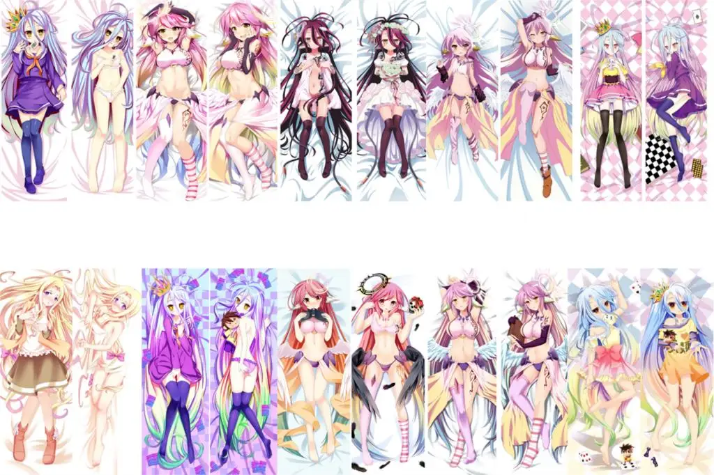 2017 August Update Anime NO GAME LIFE sexy girl Shiro & Jibril Dakimakura наволочка обнимающая Подушка