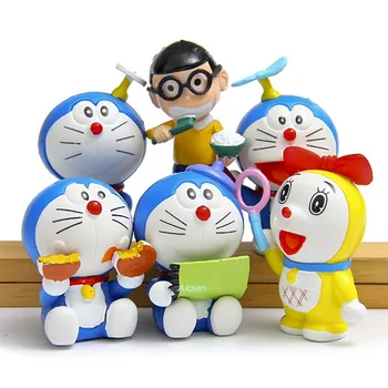 

6 Pcs/set Doraemon Pokonyan Nobita Nobi Dorayaki Creative Birthday Gift PVC Action Figure Collectible Model Toy OPP 6CM B882