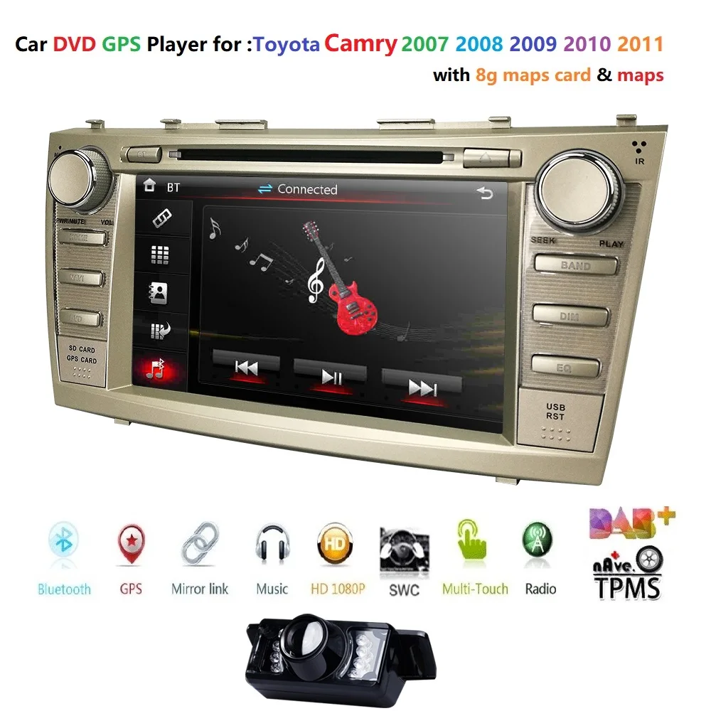 Perfect AutoRadio 8"2 Din Car DVD Multimedia  USB SWC B For Toyota Camry 2007 2008 2009 2010 2011 Aurion 2006 Head Unit GPS Stereo Audio 1