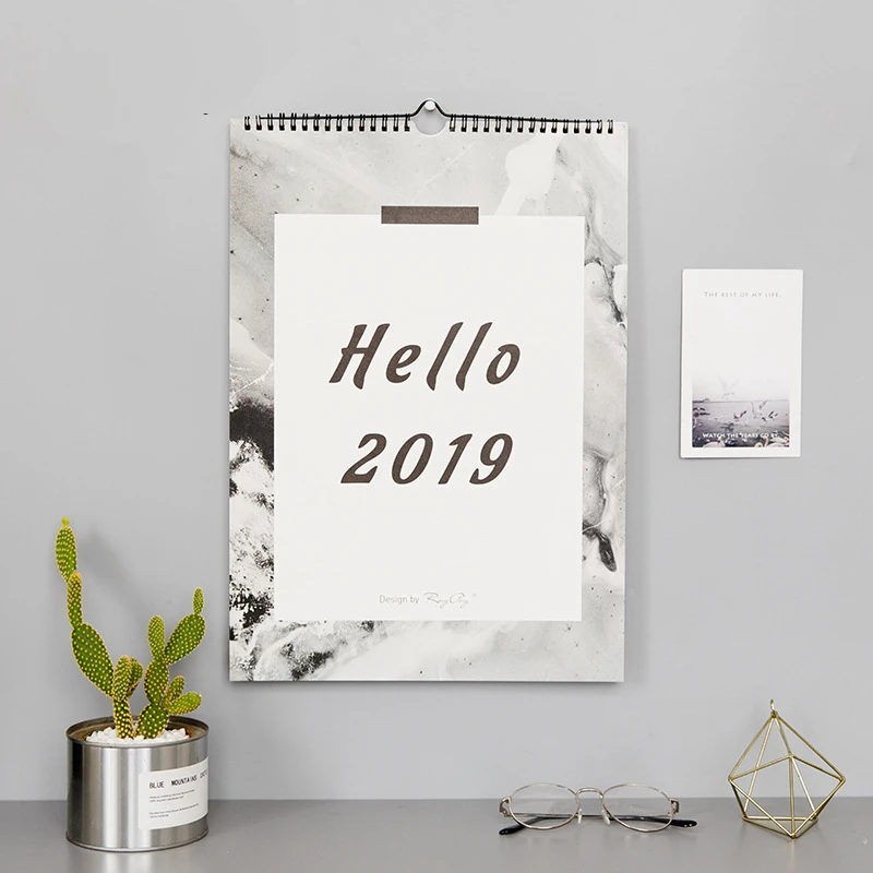 

Cool A3 big size marble fashion wall calendar 2019 creative school office supplies free shipping