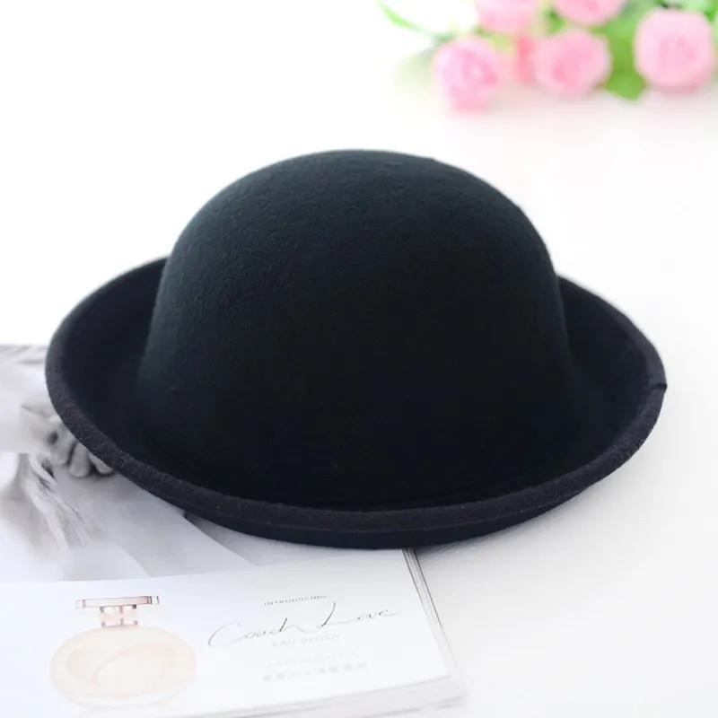

Women Men Chic New Vintage Bowler Top Hat Roll Brim Derby Fedora Dome Cap Beach