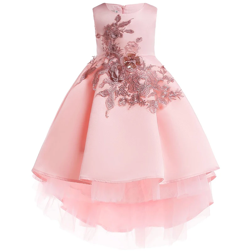 

Girls Embroidery Princess Dresses Pink Wedding Party Dress Kids Stripe Elegant Dress Chirstmas Vestidos Costume Children Dress