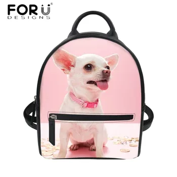 

FORUDESIGNS Cute 3D Animal Chihuahua Women Small Backpack PU Leather Pink String Mini Rucksack for College Girls Shoulder Bags