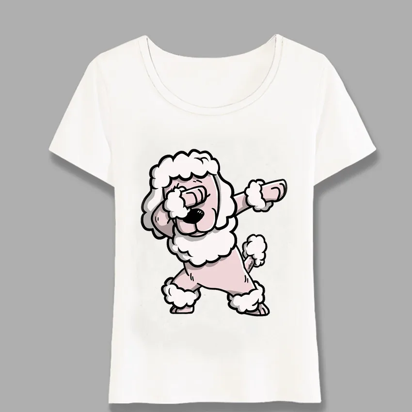 

Women T-shirt Colorful Poodle Dog Watercolor T-Shirt Dabbing Poodle Funny Maiden Tops Tees Cute Girl Short Sleeve Harajuku