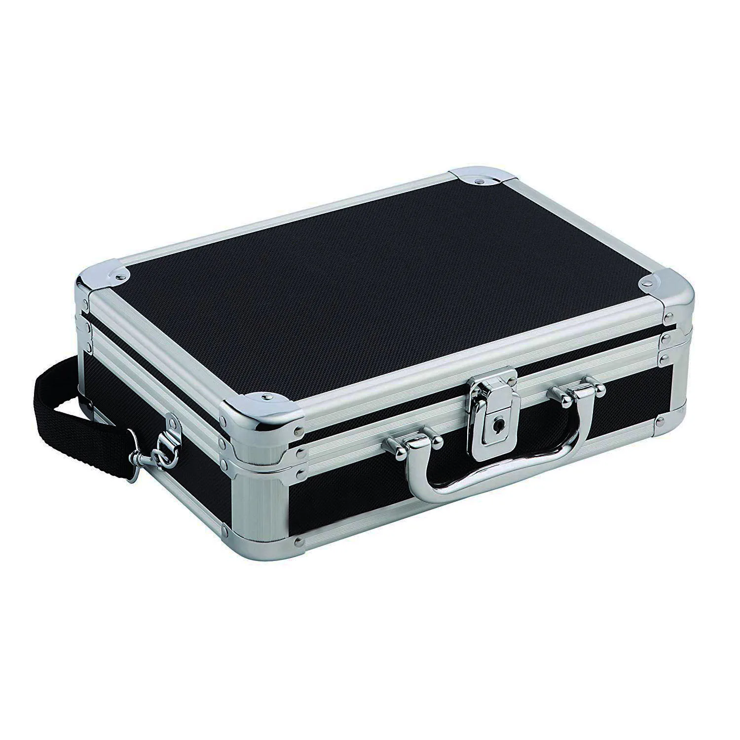 

Locking Gadget Box DVD Player Case Black with Chrome 11.875 x 8.875 x 3.625 Inches Carrying Case Storage Organization - US Stock