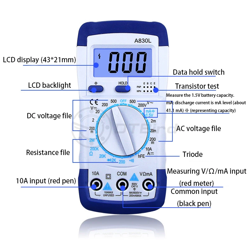 A830L DT-830B ЖК-цифровой вольтметр Омметр Амперметр мультиметр DC AC Вольт-диод Freguency мульти тест er Вольт Тест er тестовый ток