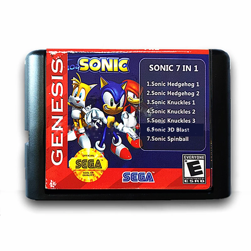 Sonic 7 в 1 Save Progress 16 Bit игровая карта для sega Mega Drive для sega Genesis