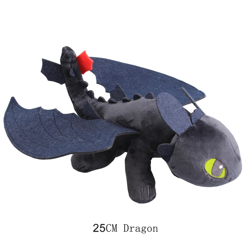 Yingelon 25cm Dropshipping How to Train Dragon Plush Toys for Children Toothless Night Fury Doll 3 Light Fury Soft Black Stuffed (2)