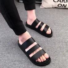 Европейский станция летние кожаные на платформе Тапочки мужские толстым дном fplip-flos Англии увеличилась пляжные шлепанцы в римском стиле