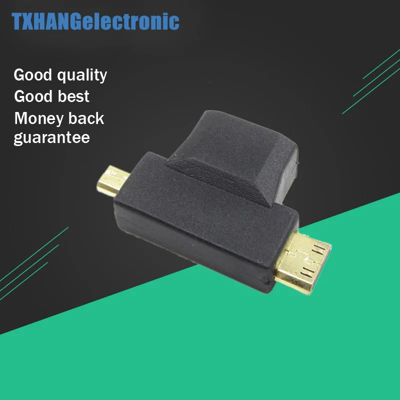 

3 in 1 HDMI Female to Mini HDMI Male + Micro HDMI Male Adapter Connector Black