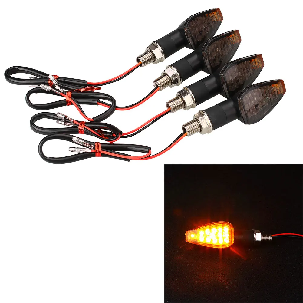

2 Pairs Universal 14 LED Amber Motorcycle Signal Light Motorbike Turn Signal Light Indicators Black Blinker Light