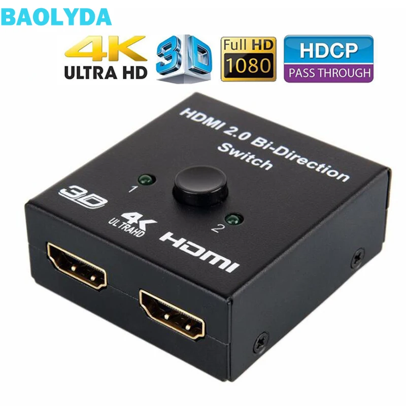Baolyda HDMI двунаправленный 2x1 коммутатор или 1x2 Ultra HD 4 к 2 0 Переключатель концентратор
