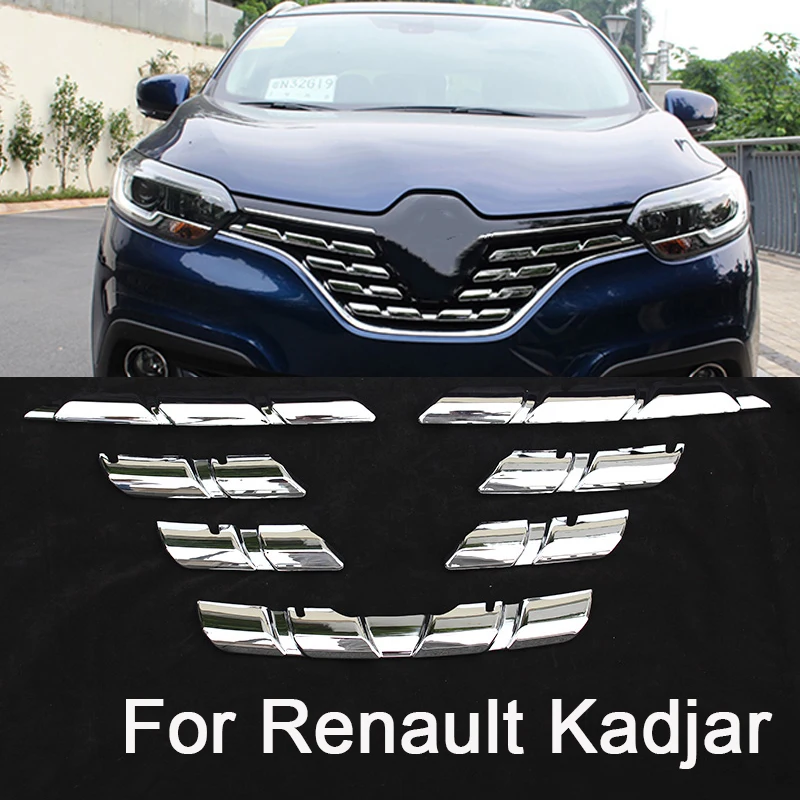

For Renault Kadjar 2018 2017 2017 2016 Car Front Grill Grid Cover Chrome Trim Chromium External Decoration in Car styling